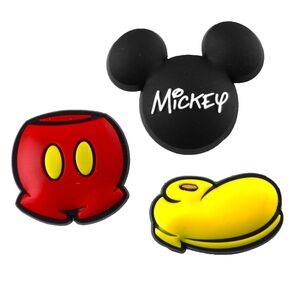CROCS Mickey Mouse Shoe Charms - Black, Red, Yellow NWT Disney Lovers